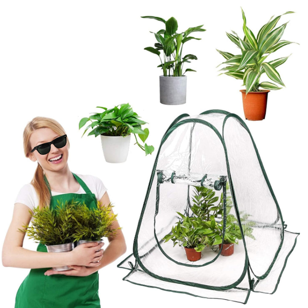 2Pcs 70x70x80cm Pop-up Greenhouse Cover Transparent PVC Mini Small Grow Plant House Tent