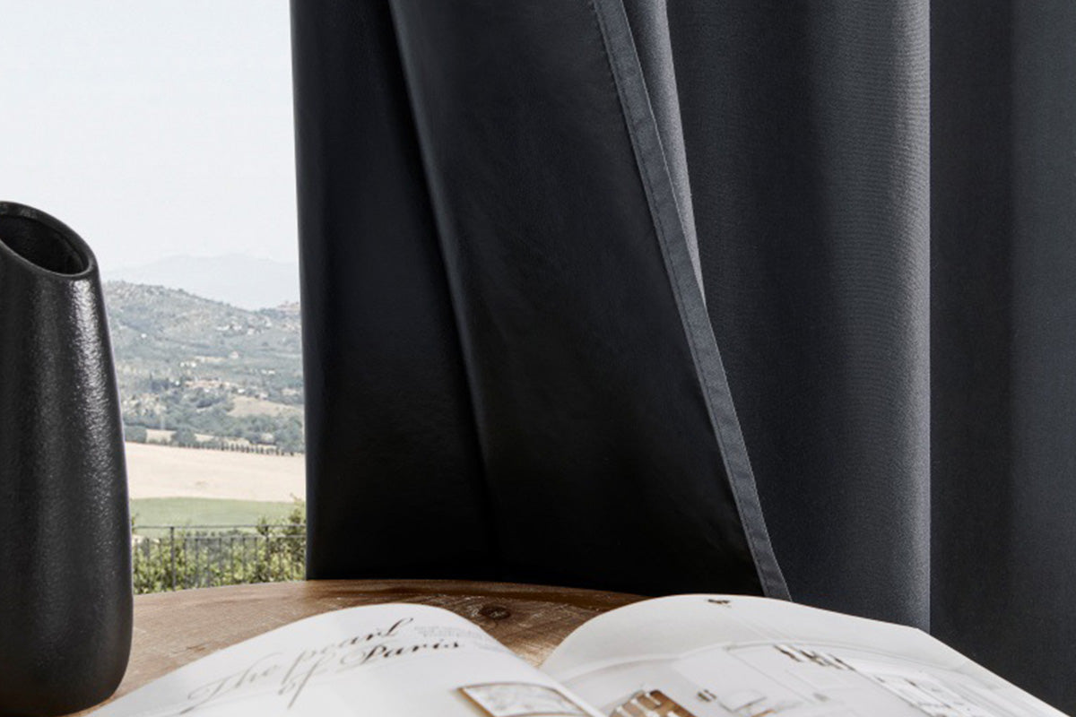 100 Percent Blackout Curtain Panel with Black Liner Heat & Light Blocking Drapes