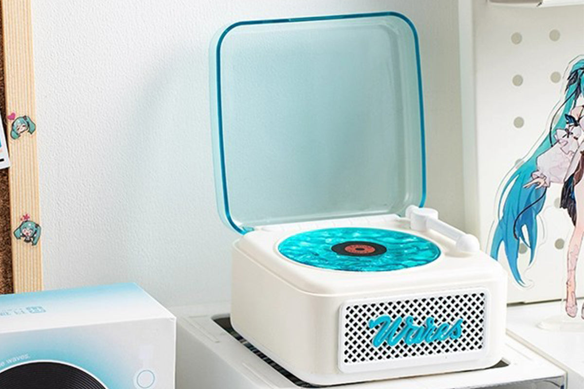 Record Player Shaped Bluetooth Speaker White Noise Projection Lamp