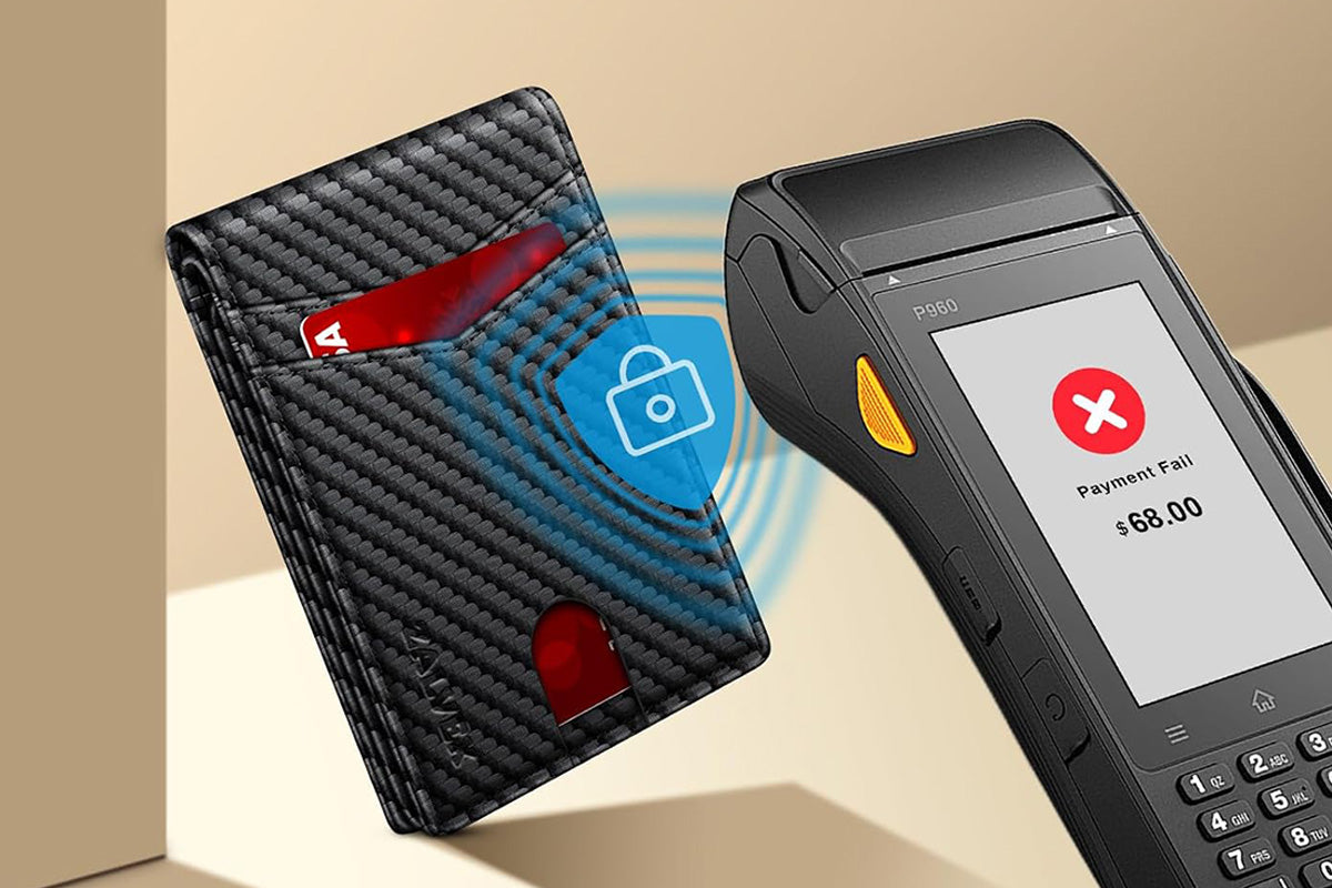 Men Slim RFID Shielding Microfiber Wallet Credit Card Holder Money Clip