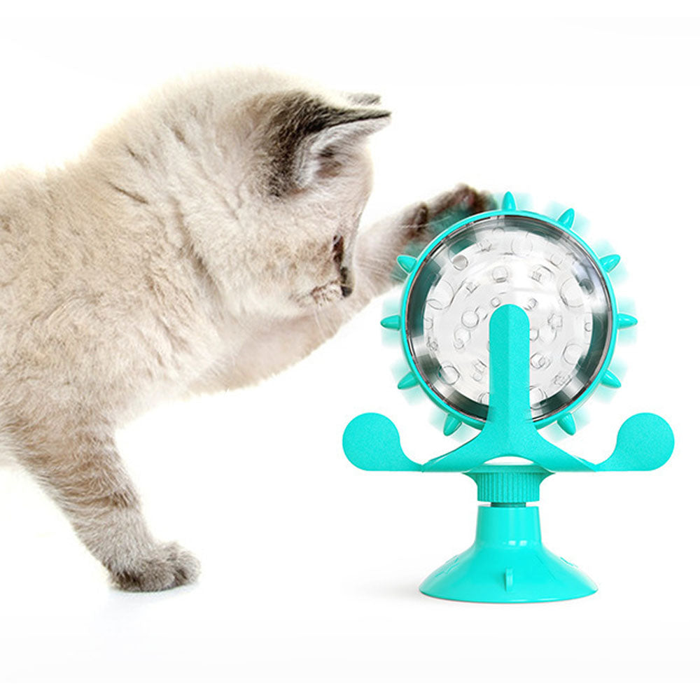 Interactive Pet Treats Dispenser Toy 360 Degrees Rotating Windmill Toy Slow Pet Feeder