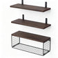 3 Piece Engineered Wood Wall Shelves with Metal Storage Basket