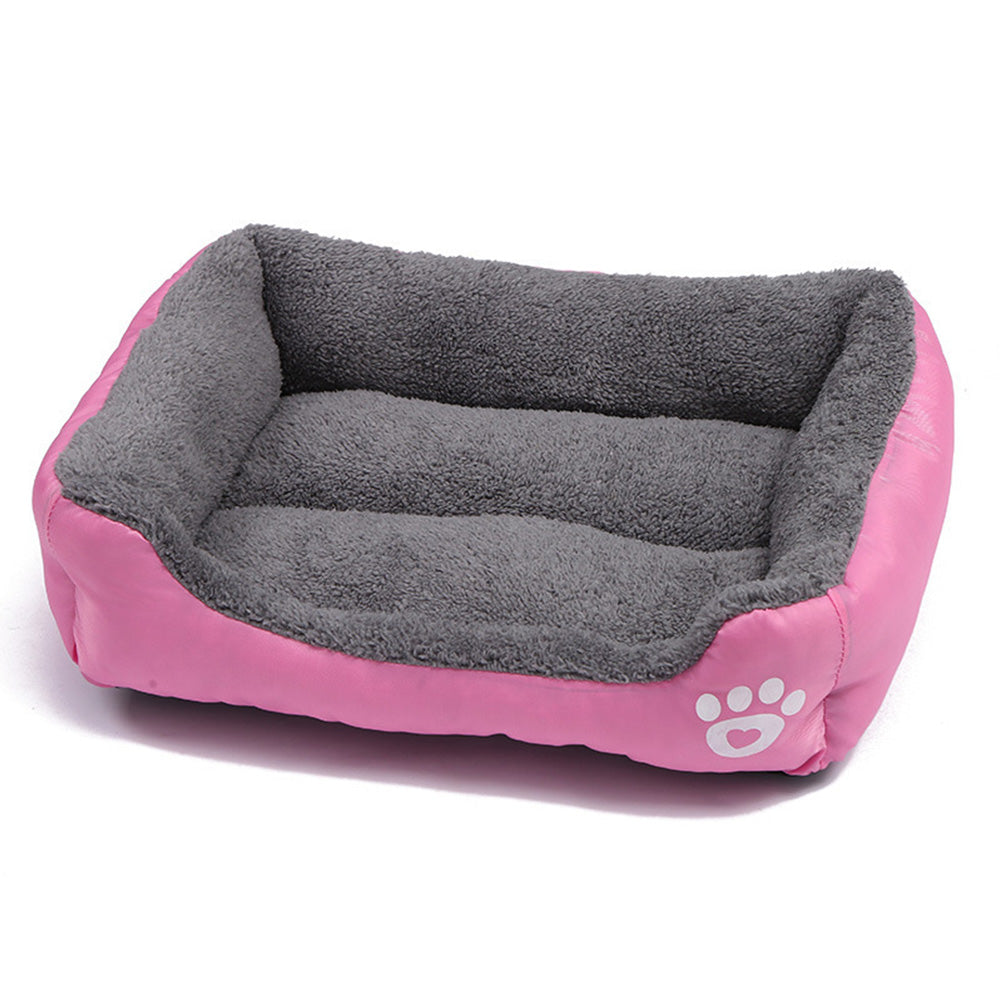 Soft Winter Semi-Enclosed Pet Bed Mat with Raised Edges-Pink