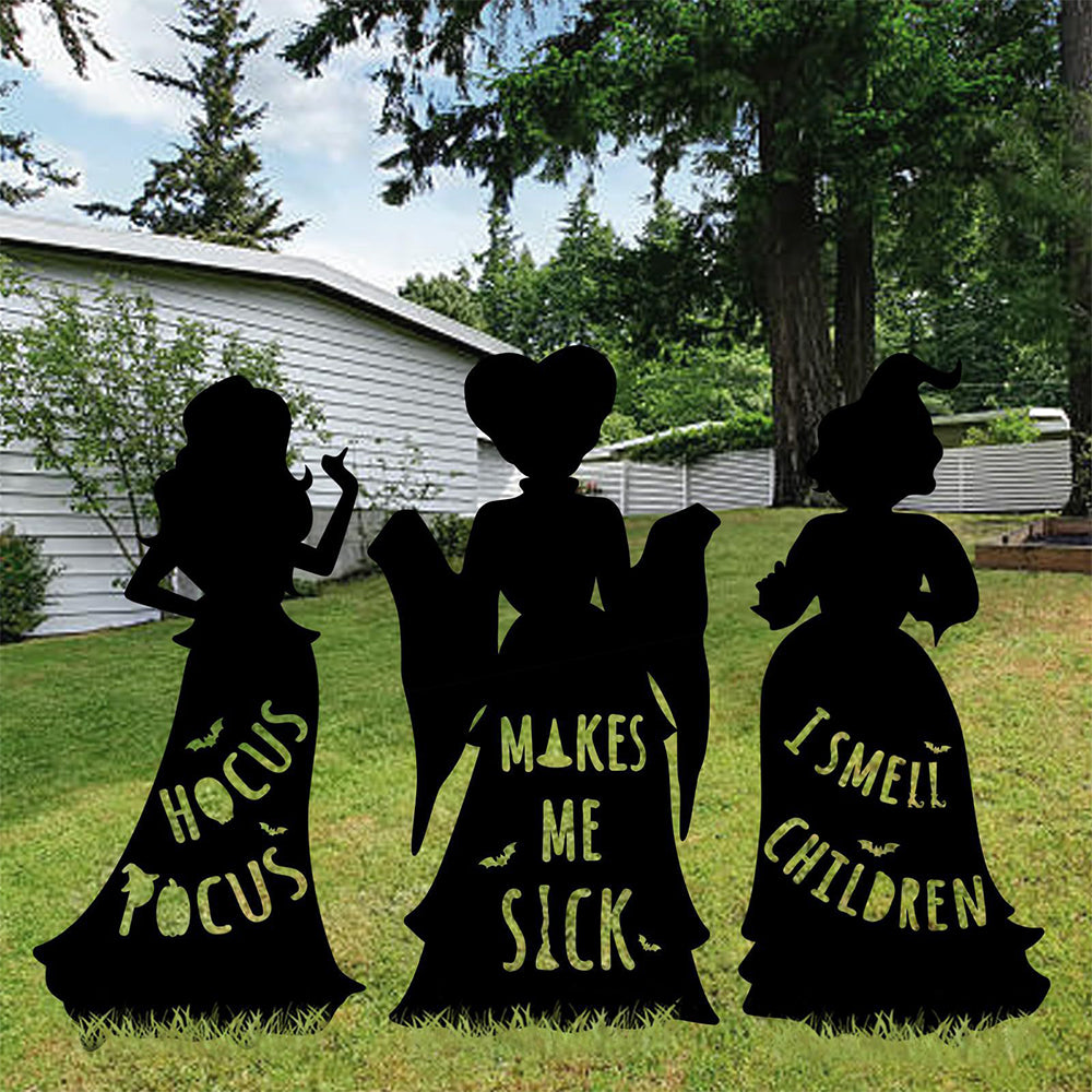 3Pcs Halloween Party Hocus Pocus Witch Yard Garden Sign Stakes