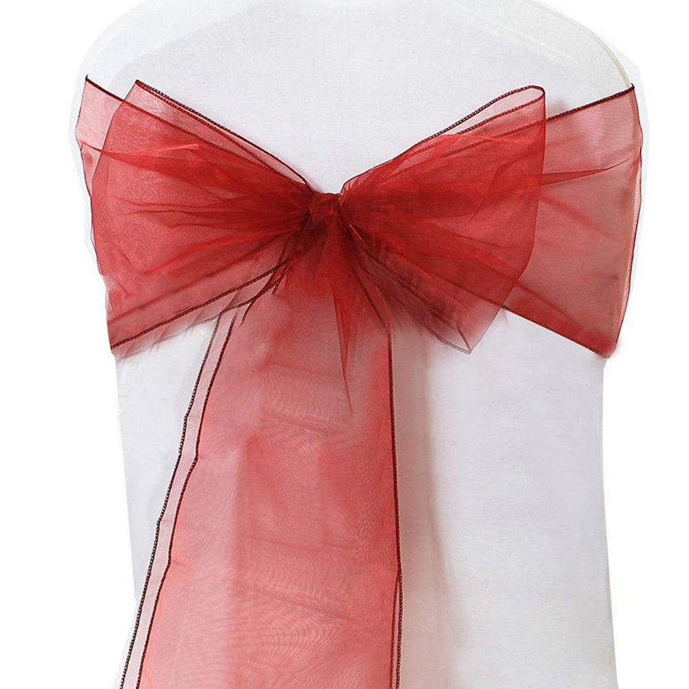 10Pcs Sheer Organza Wedding Chair Back Bow Sashes for Party Decor