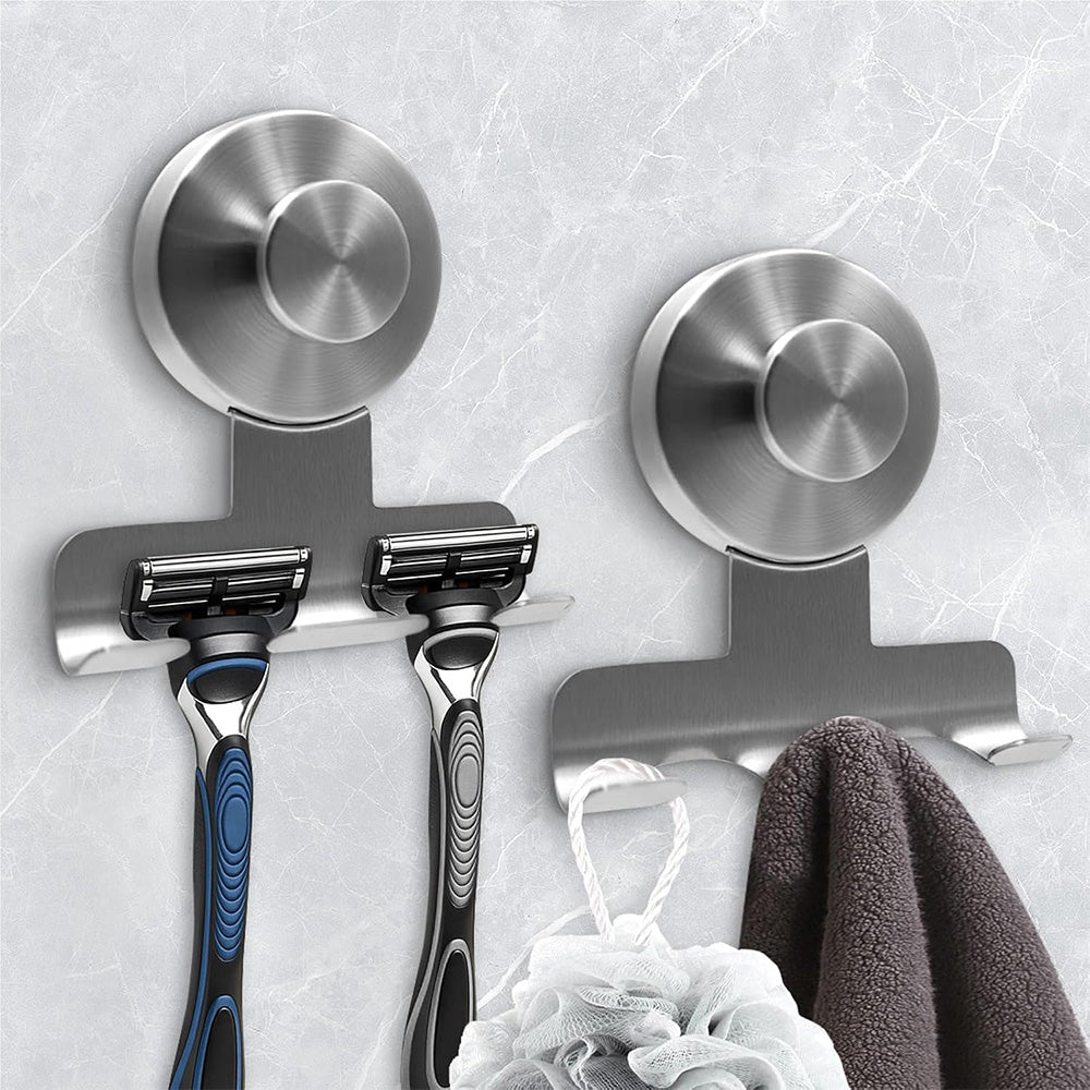 Stainless Steel Suction Cup Razor Holder Wall Mounted Bathroom Shaver Hook