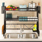 Over The Sink Dish Drying Rack Adjustable Large Capacity Stainless Steel Drainer with Cutlery Utensil Holders