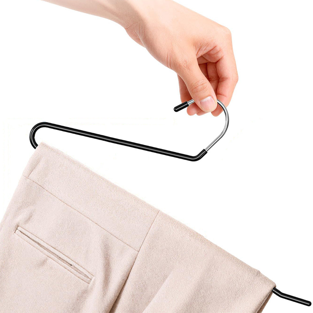 10 Pack Heavy-Duty Non-Slip Pant Hangers Metal Open-End Clothes Hanger for Jeans And Blankets