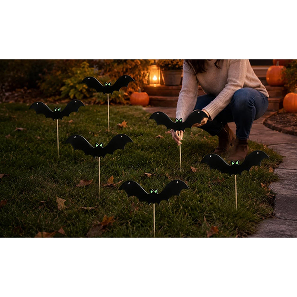 6PCS Halloween Bat Garden Stakes