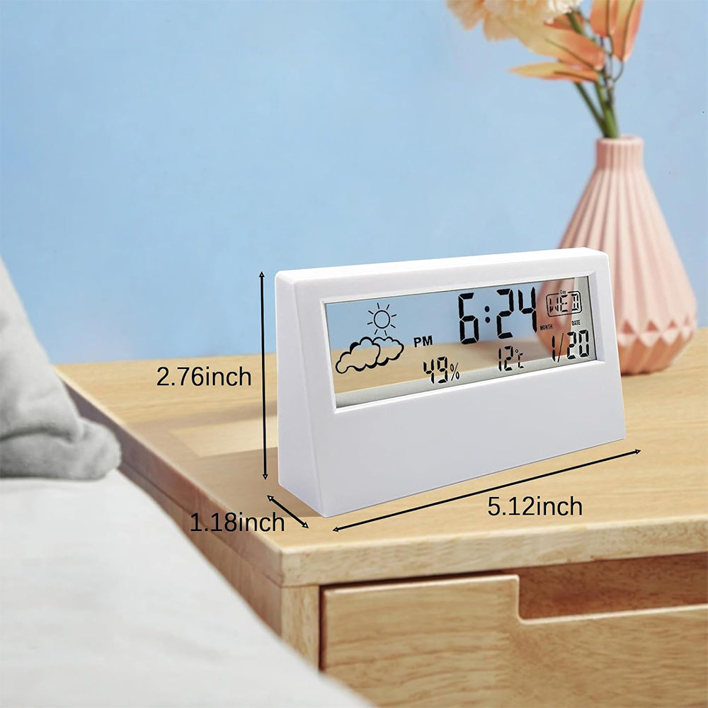 Digital Desktop Clock with Temperature Humidity Display-Transparent