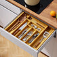 Expandable Bamboo Kitchen Drawer Organizer for Cutlery Utensils Wood Cutlery Tray in Drawer