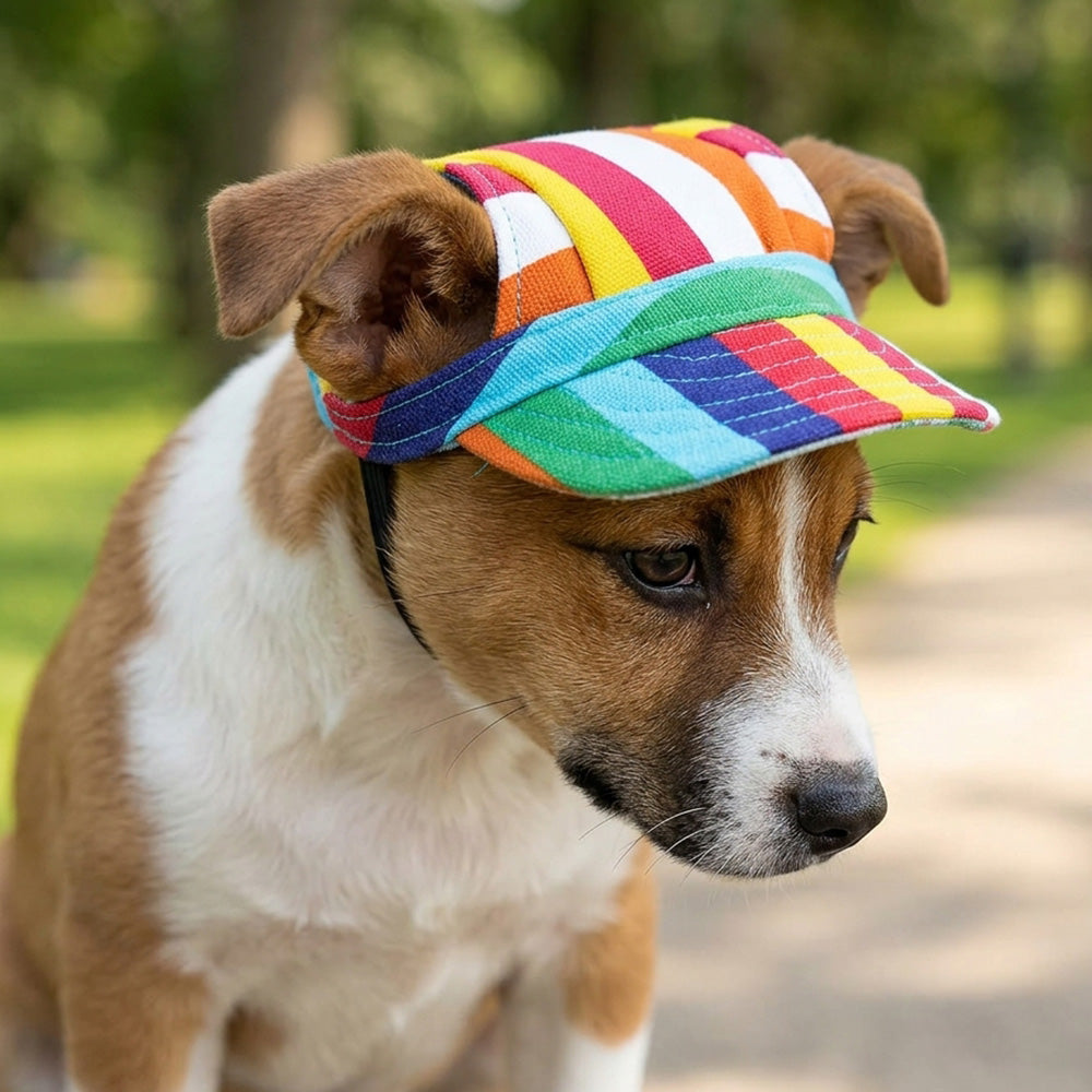 Fashion Dog Cat Pet Baseball Cap with Ear Holes and Adjustable Strap-Multicolour