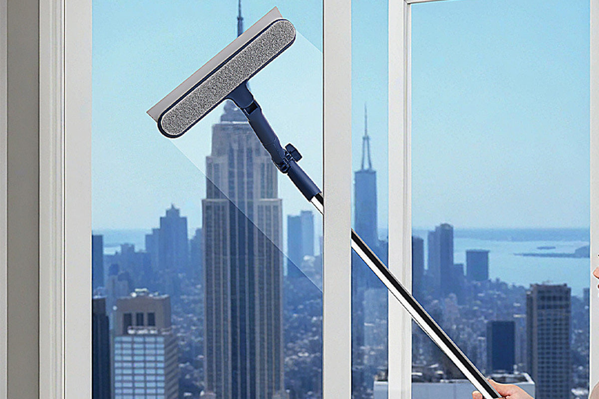 2in1 Home Window Squeegee and Cleaning Tool for Outdoor Glass Mirrors and Screens