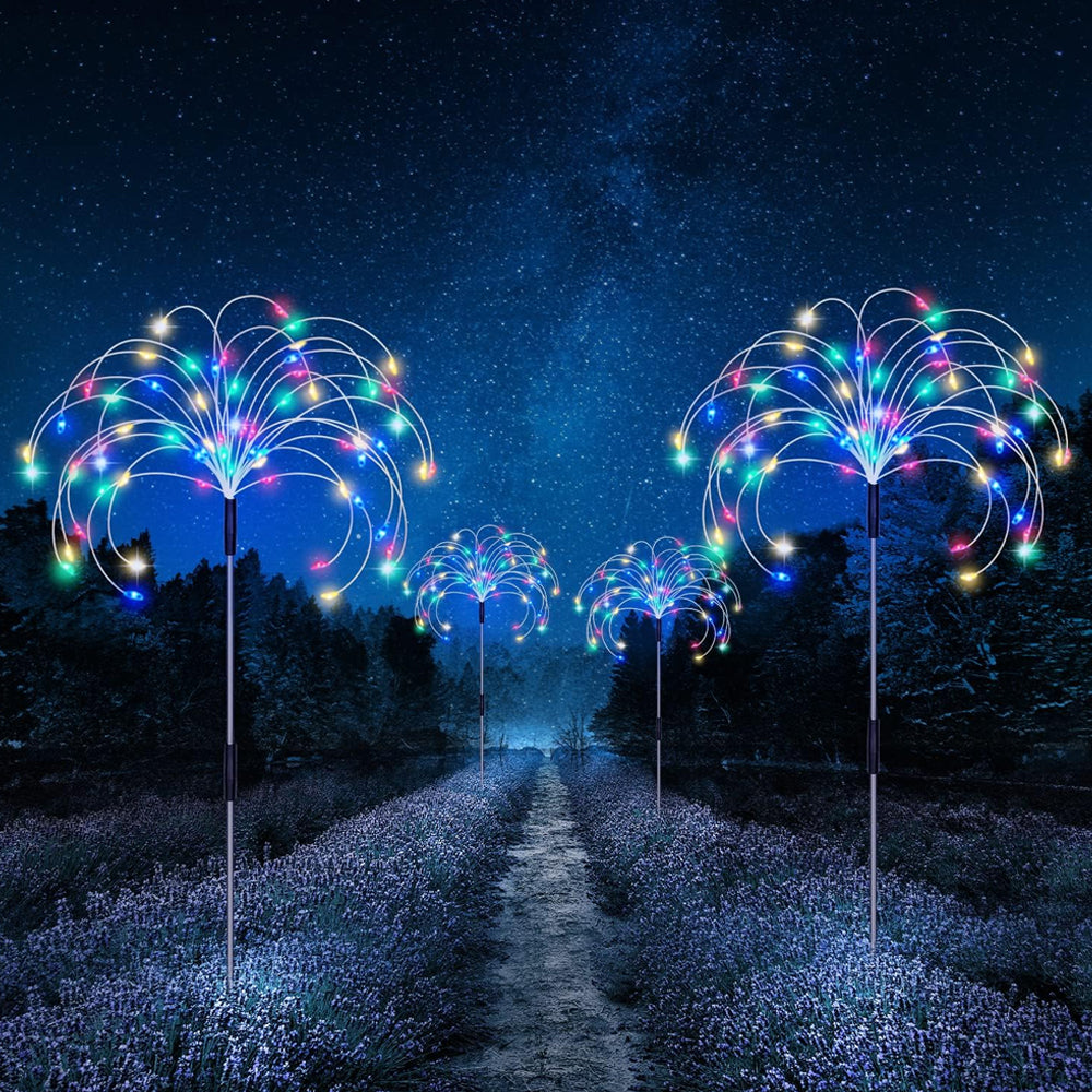 5Pcs Solar Firework Lights Water-resistant Outdoor Stake Lights