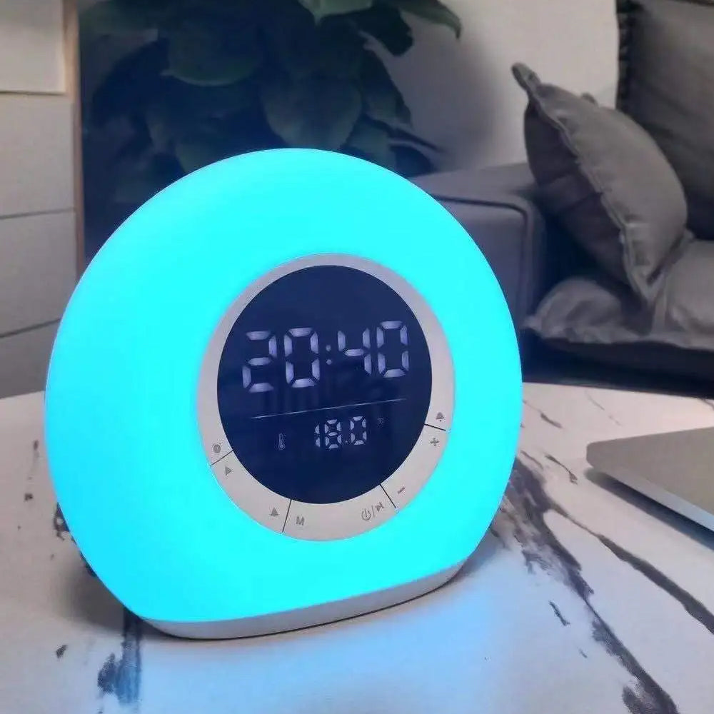 LED Colorful Wake Up Light Alarm Clock with Bluetooth Speaker