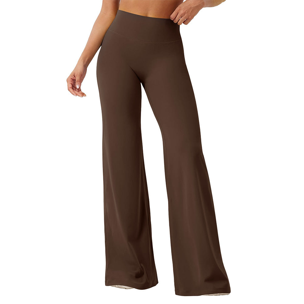 High-Waist Straight-Leg Micro-Flare Yoga Pants with Tummy Control for Workout-Coffee