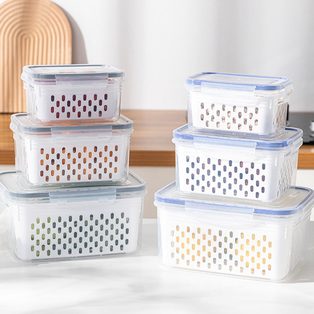 3Pack Fridge Food Storage Container Sets with Lids and Strainer