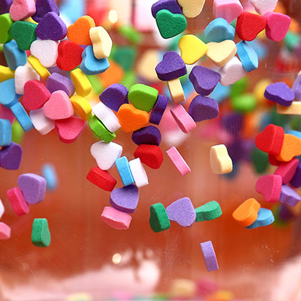 Double Wall Glass Cup with Colorful Love Granule Fillings