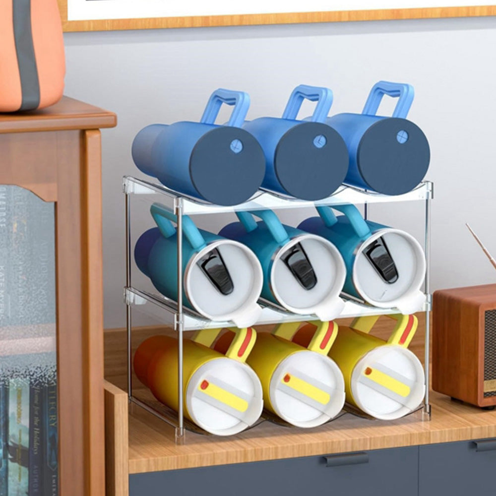 Stackable Clear Storage Rack for Wine Bottle Cup