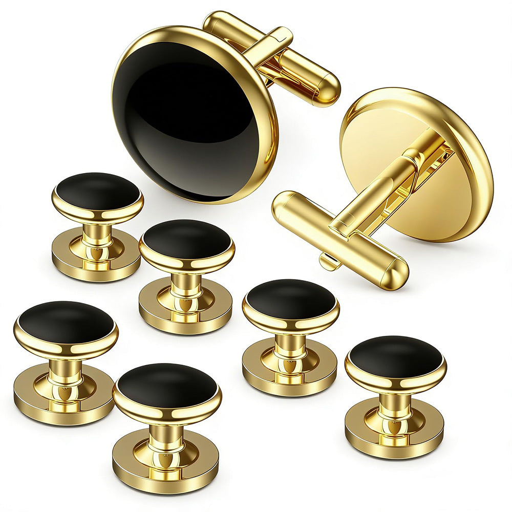 8 Pcs Men Tuxedo Cufflink and Shirt Stud Set for Weddings and Parties