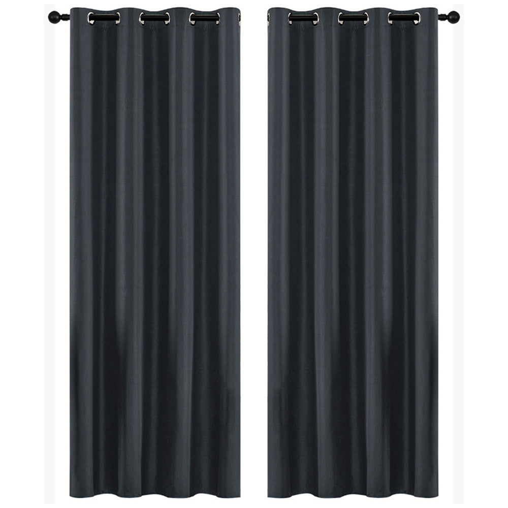 2 Pack 100 Percent Blackout Curtains with Black Liner for Bedroom Living Room and Office-Black