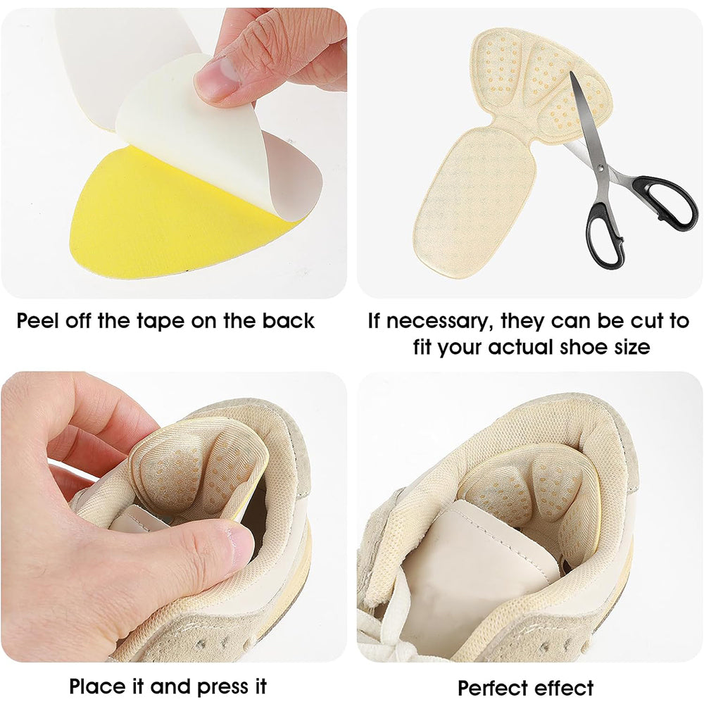 2 Pairs Mesh Adhesive Heel Grips Inserts Heel Cushion Pads-Black and Nude