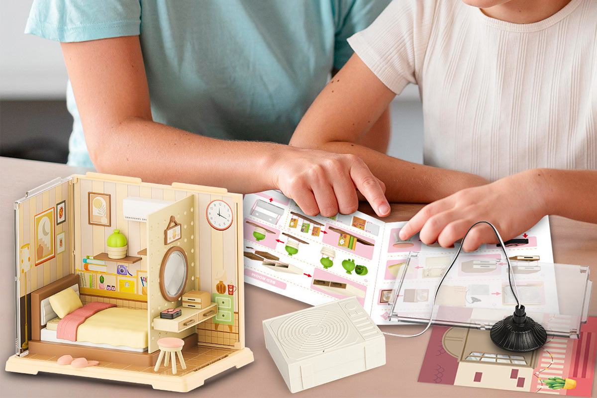 DIY Miniature Dollhouse Kit 3D Puzzle Dollhouse Toy with Dust Cover and Light