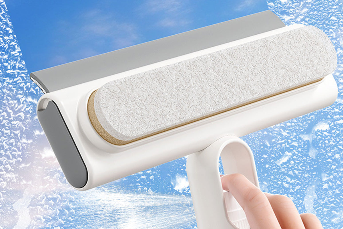 3-in-1 Mirror Spray Squeegee with Water Catchment Reservoir Window Glass Cleaning Tool