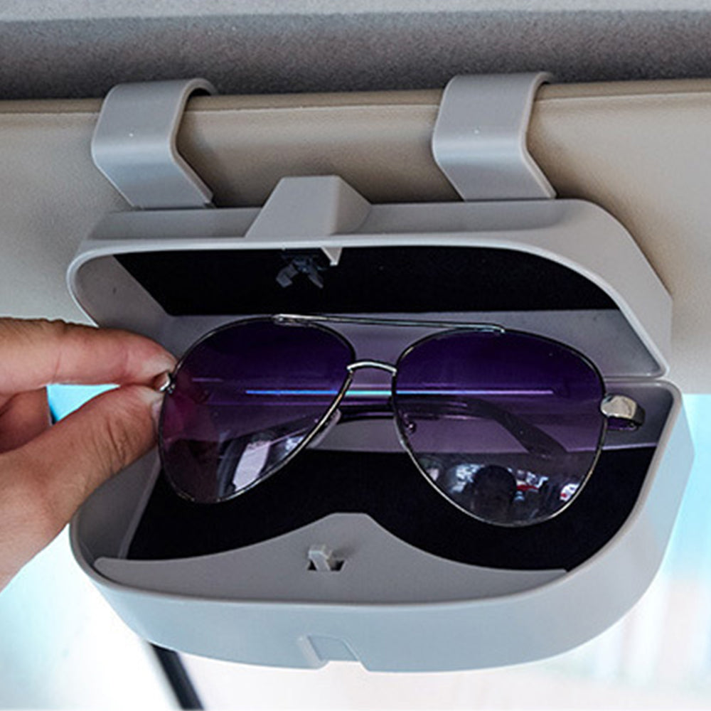 Car Sunglasses Card Storage Box with Clip for Auto Visor