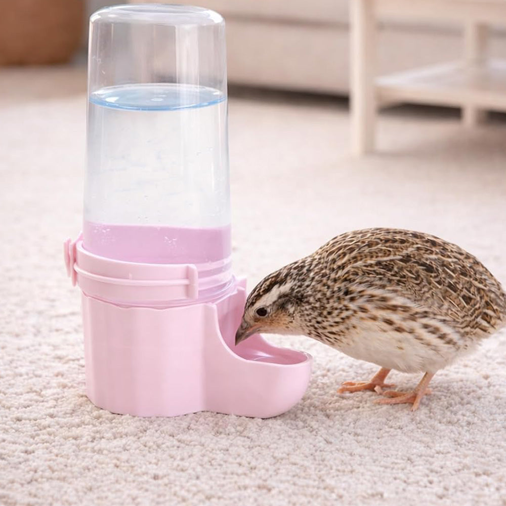 Bird Waterer Automatic Gravity Drinking Fountain for Cage with Anti Drowning Tray