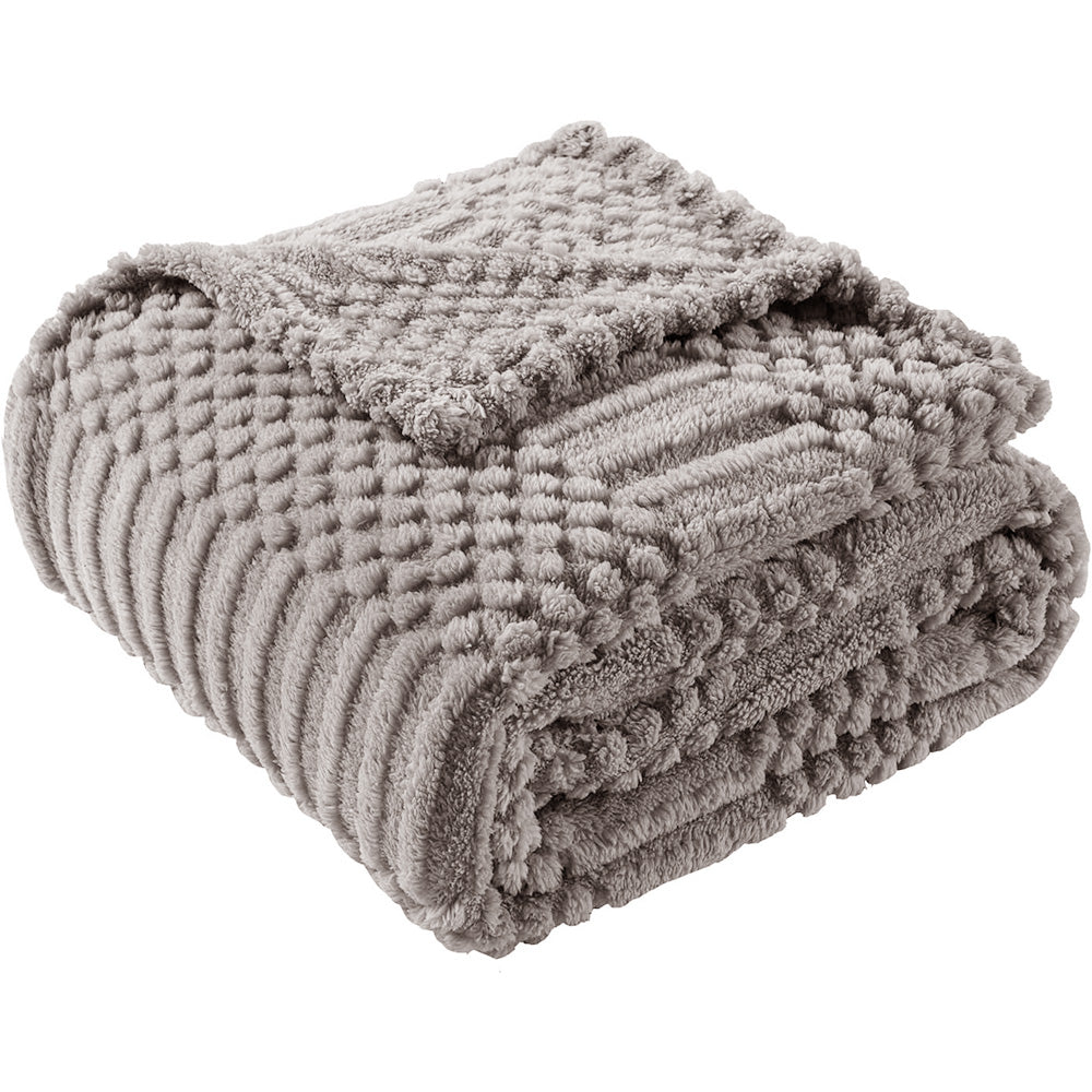 Soft Fluffy Fleece Throw Blanket for Sofa Couch Bed Living Room All Season Cozy-Grey