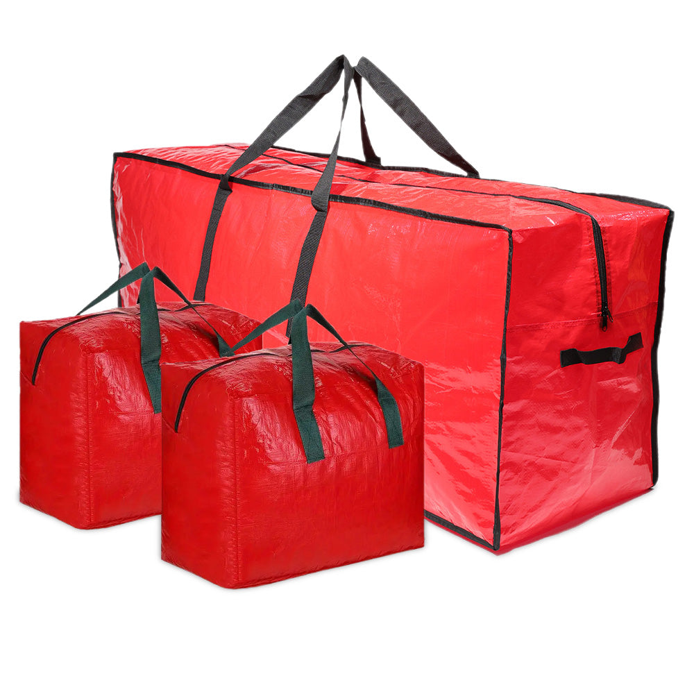 3pcs Large Christmas Tree Storage Bags PE Water-Resistant with Reinforced Handles and Zipper