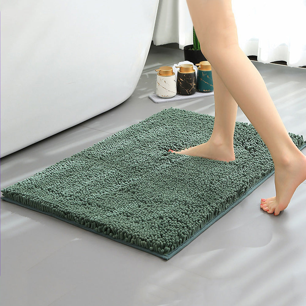 Extra Soft Absorbent Bathroom Rug Machine Washable Bath Mat for Bathroom Floor-Green