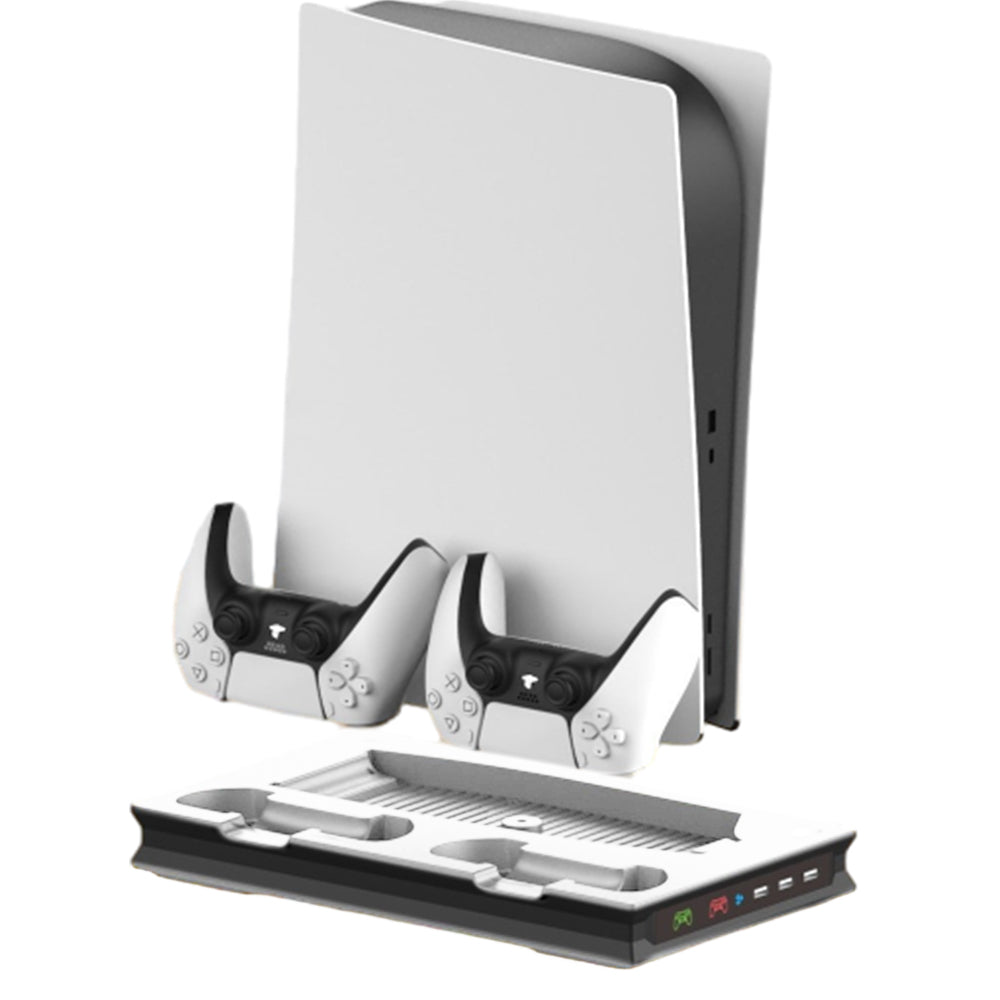 For PS5 Vertical Stand Cooling Fan with Dual Controller Charging Dock Station