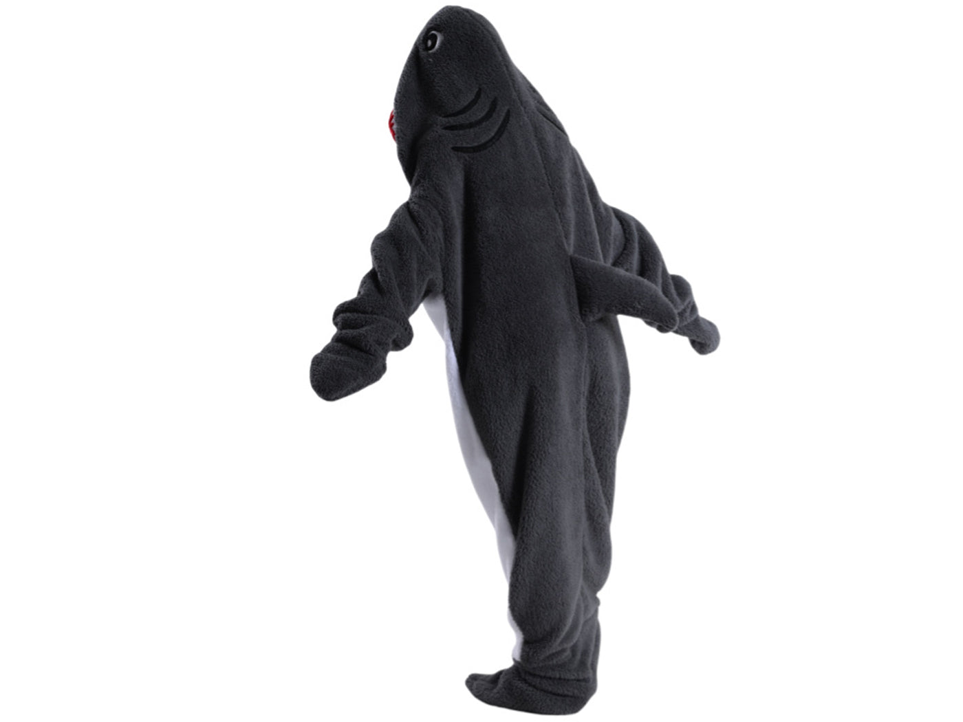 Flannel Cartoon Shark Wearable Hoodie Sleeping Blanket