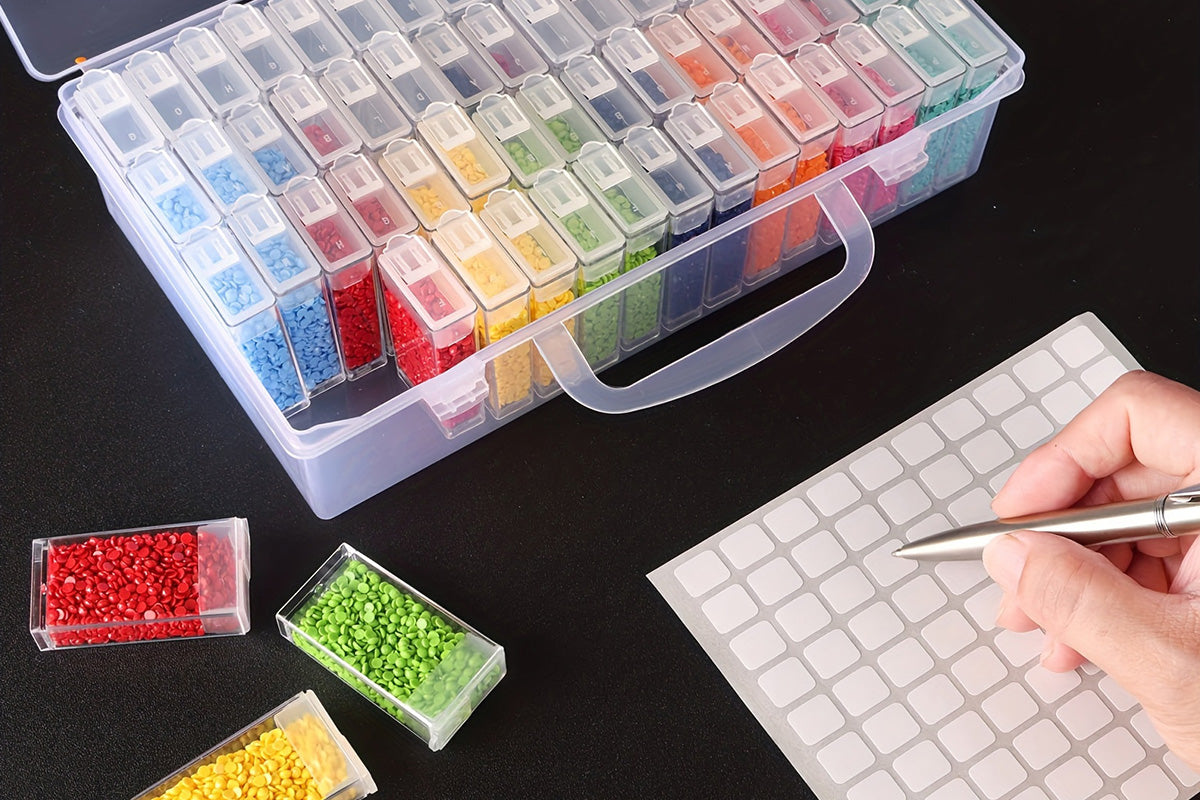 64-Compartment Storage Organizer Box for Diamond Painting Beads and Small Accessories