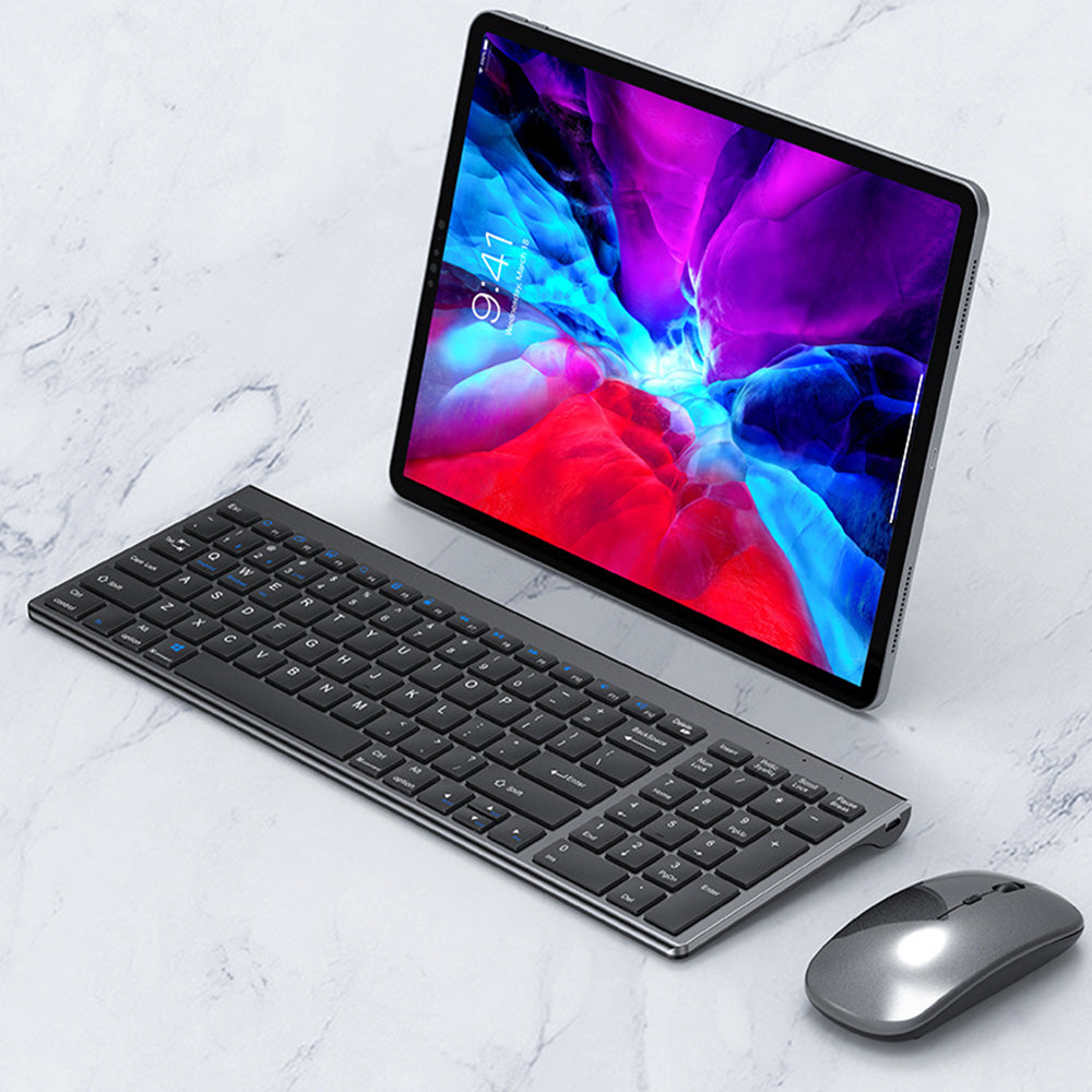 Wireless Keyboard and Mouse Set Triple Modes Bluetooth  Rechargeable For Tablet PC