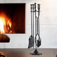 5 Pieces Fireplace Tool Set Wrought Iron With Stand For Indoor And Outdoor Use