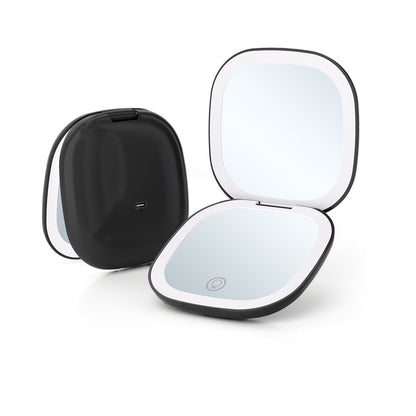 Lighted Travel Makeup Mirror with 1X/10X Magnifying Double Sided Dimmable