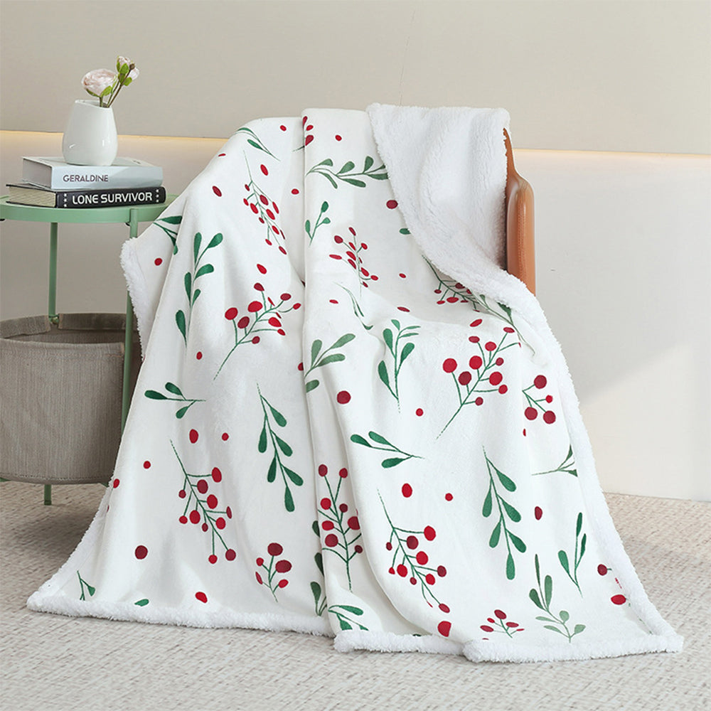 125X145cm Reversible Plush Sherpa Fleece Throw Blanket
