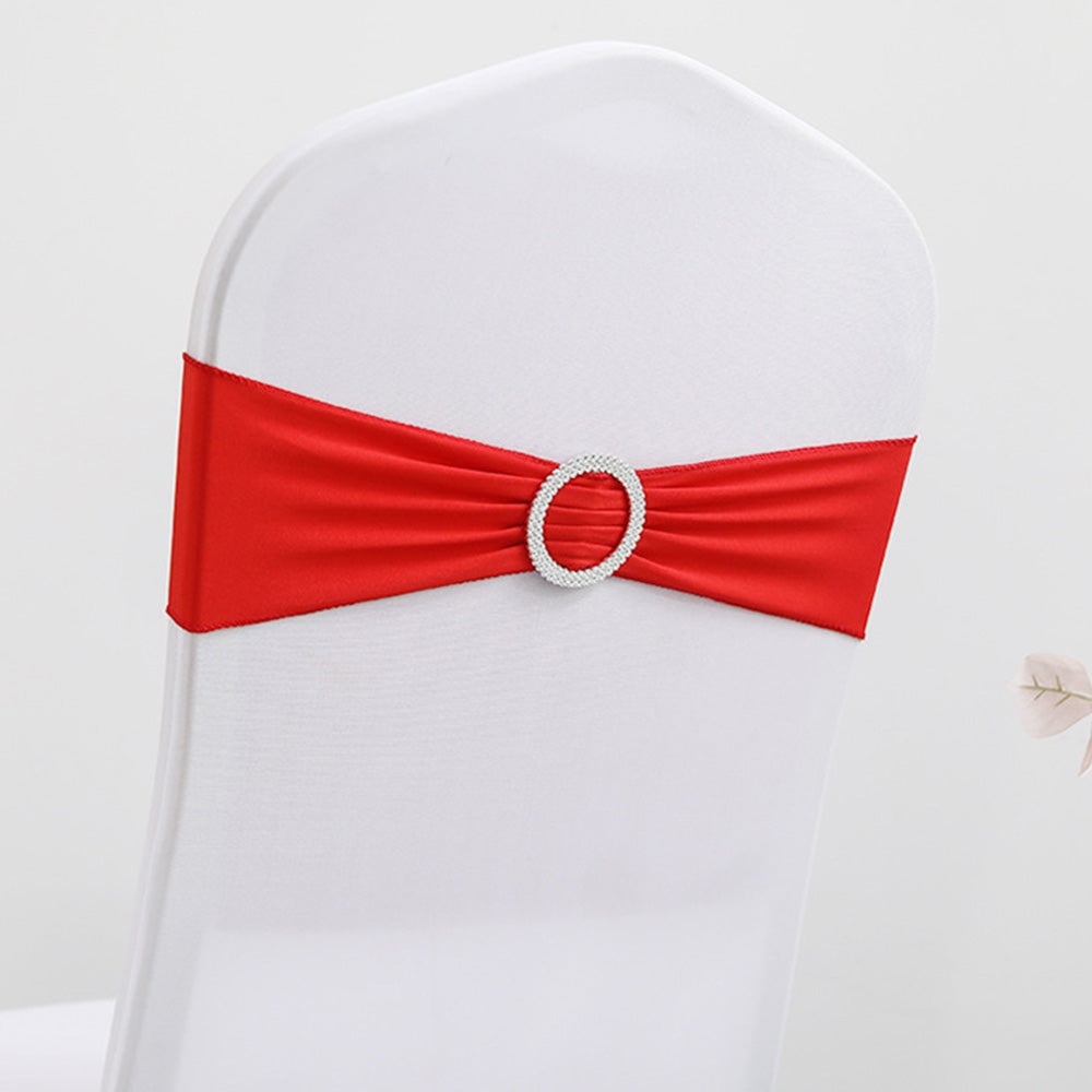 10Pcs Elastic Chair Sashes Bows with Buckle Spandex Chair Bands for Weddings Parties Meetings