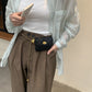 PU Leather Women Adjustable Metal Chain Belt Crossbody Waist Bag