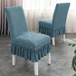 2Pcs Stretch Dining Chair Covers with Ruffled Skirt Stain and Wrinkle Resistant Fabric