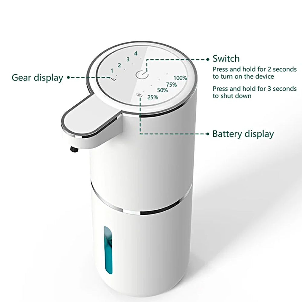 380ML Rechargeable Touchless Automatic Soap Foam Dispenser with 4 Level Adjustable
