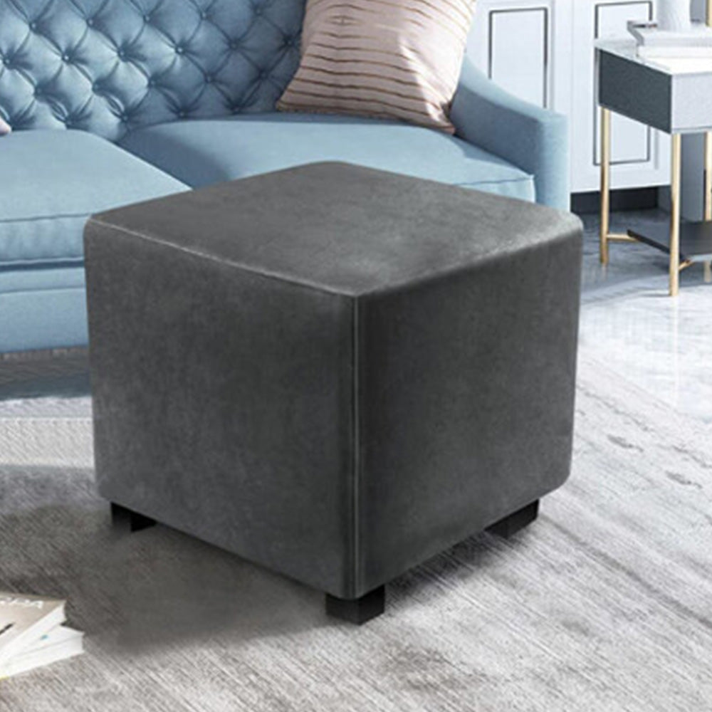 High Stretch Square Footstool Cover Machine Washable-Dark Grey