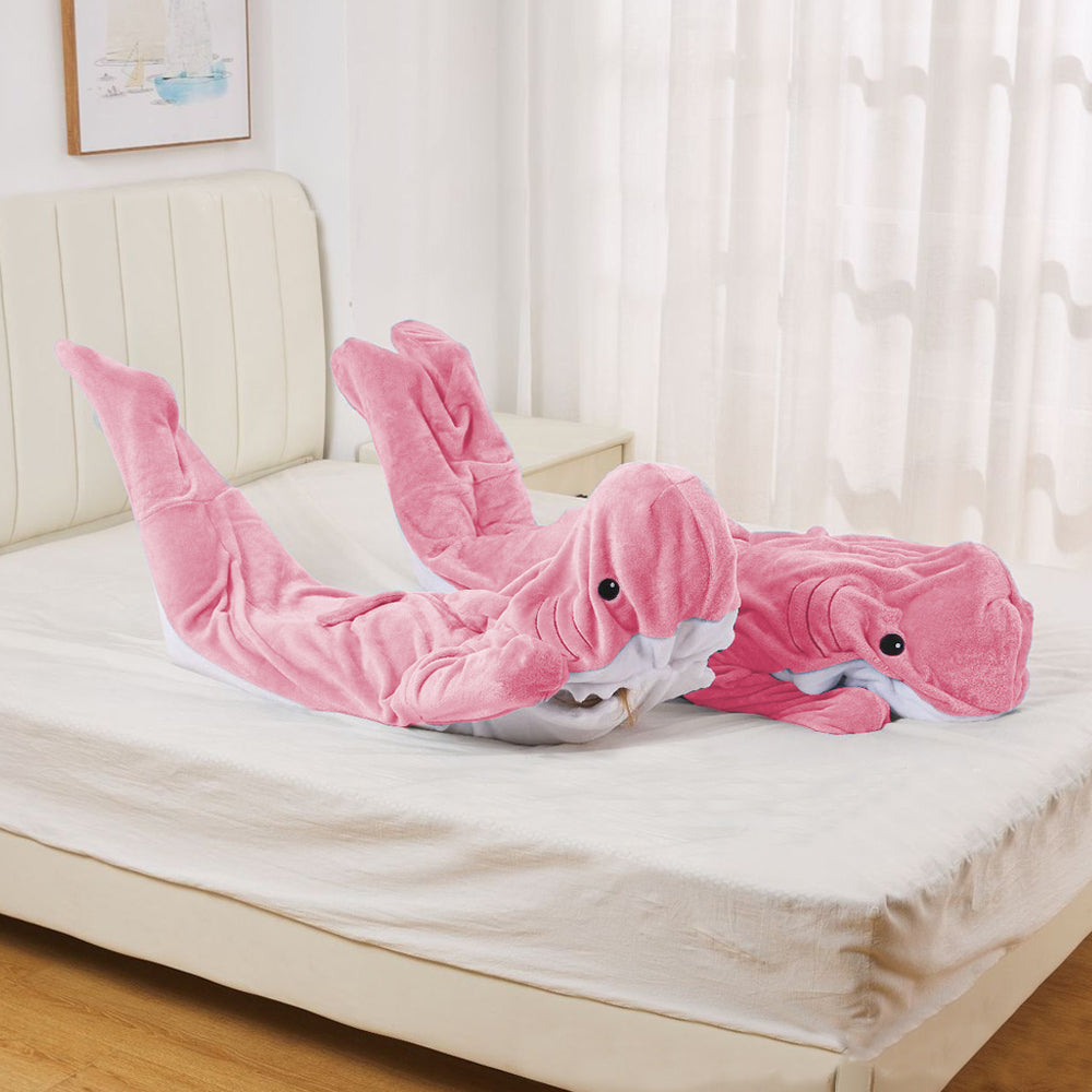 Pink Flannel Wearable Shark Hoodie Blanket