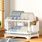 Two-Tier Carbon Steel Dish Drying Rack with Divided Storage