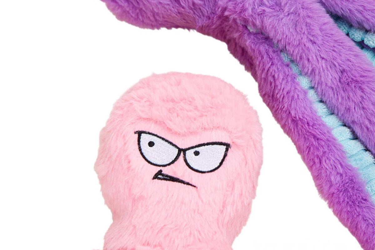 Interactive Plush Squeaky Dog Toy with Crinkle Tentacles for Medium & Large Dogs