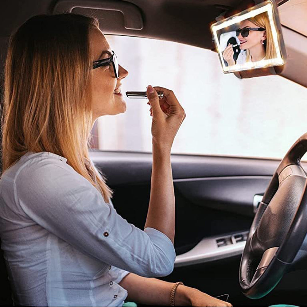 Car Sun Visor LED Makeup Mirror Set 3 Type Light Touch Screen