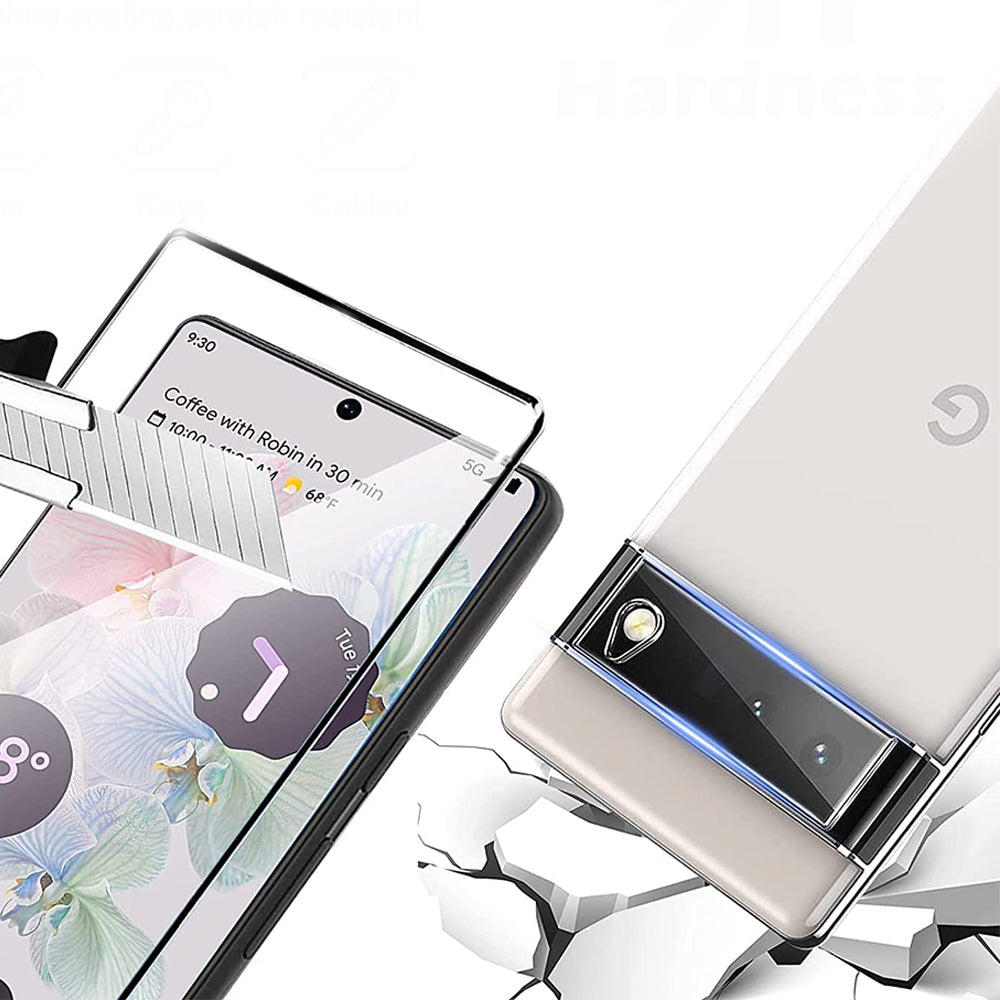 4Pcs Set Tempered Glass Screen Protectors and Camera Lens Protectors Compatible with Google Pixel 6